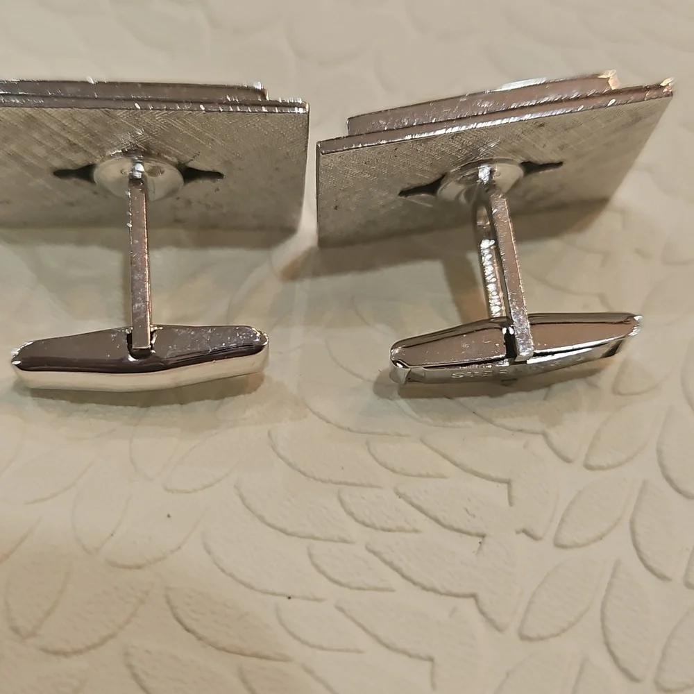 STERLING SILVER BLACK ONYX HORIZONTAL‎ CUFFLINKS